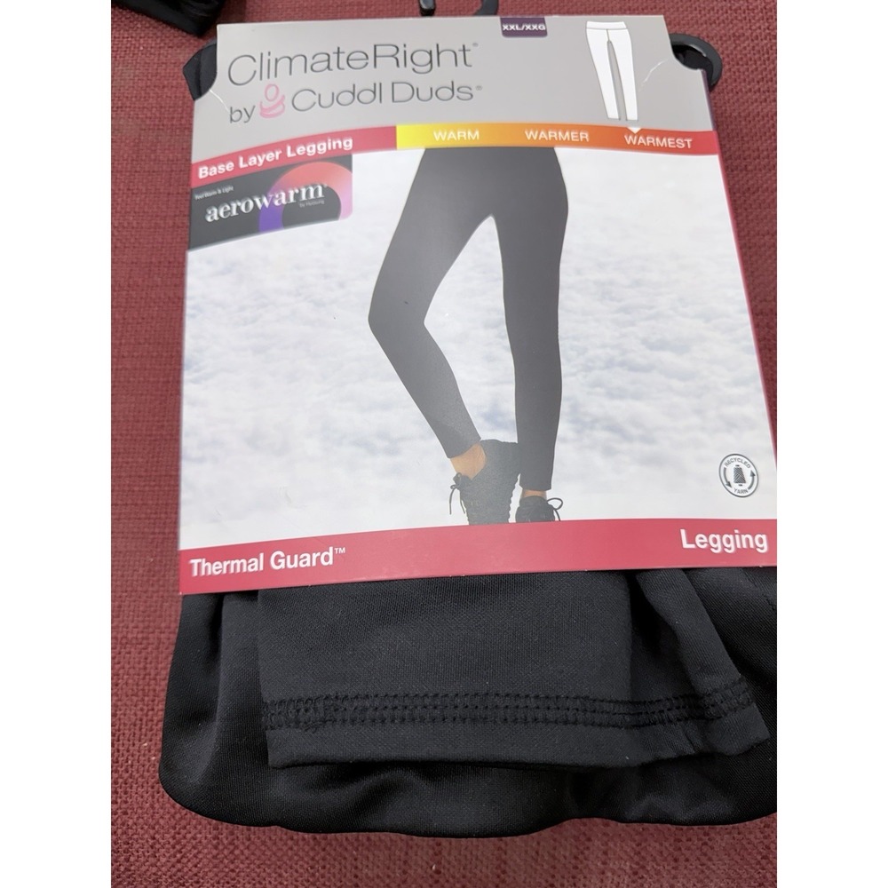 NWT Climate Right Cuddl Duds Women's Aero Warm Black Leggings Warmer XXL